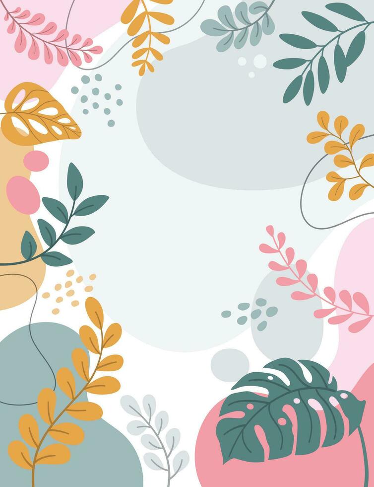 Design banner frame flower Spring background with beautiful. flower background for design. Colorful background with tropical plants. vector