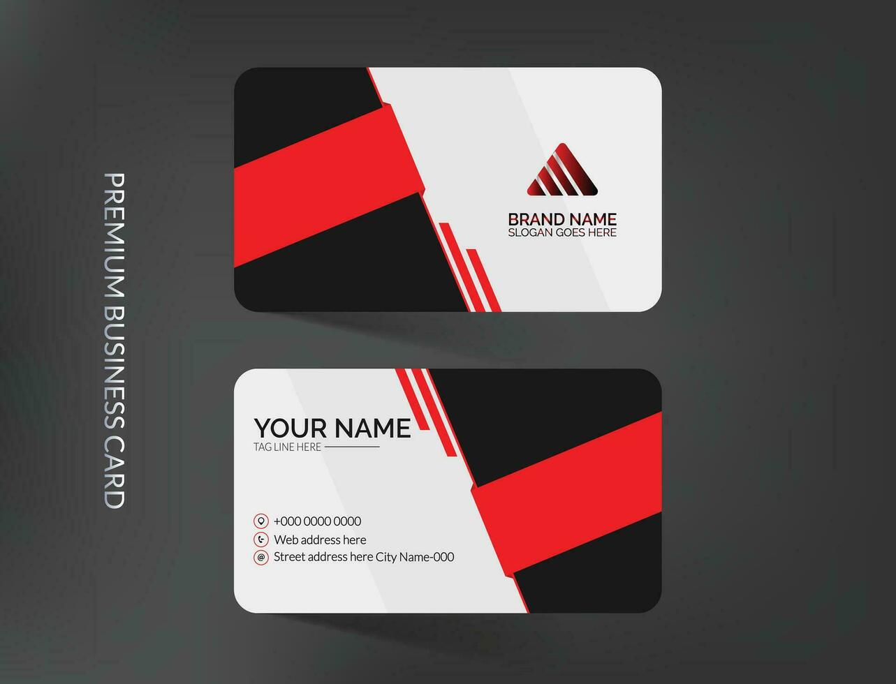 Modern red and white business card template design vector