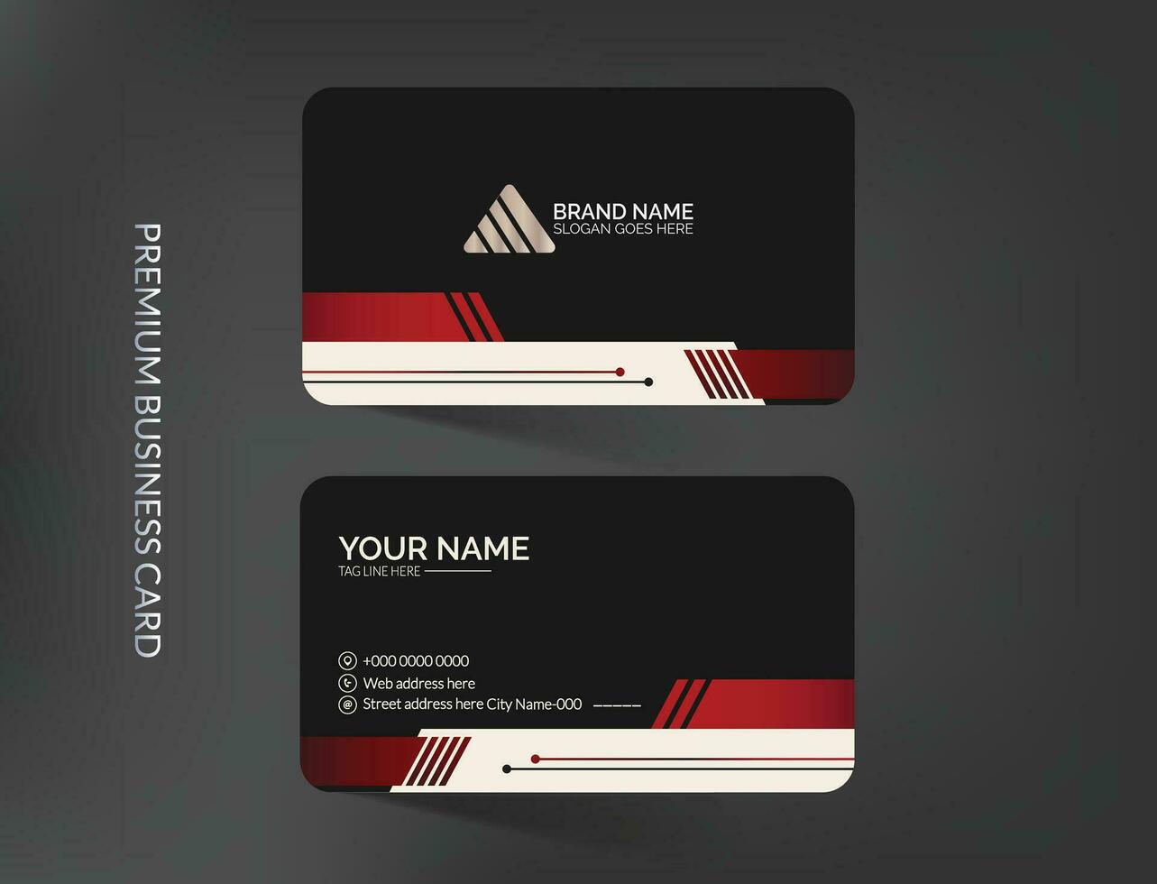 Modern red and white business card template design vector