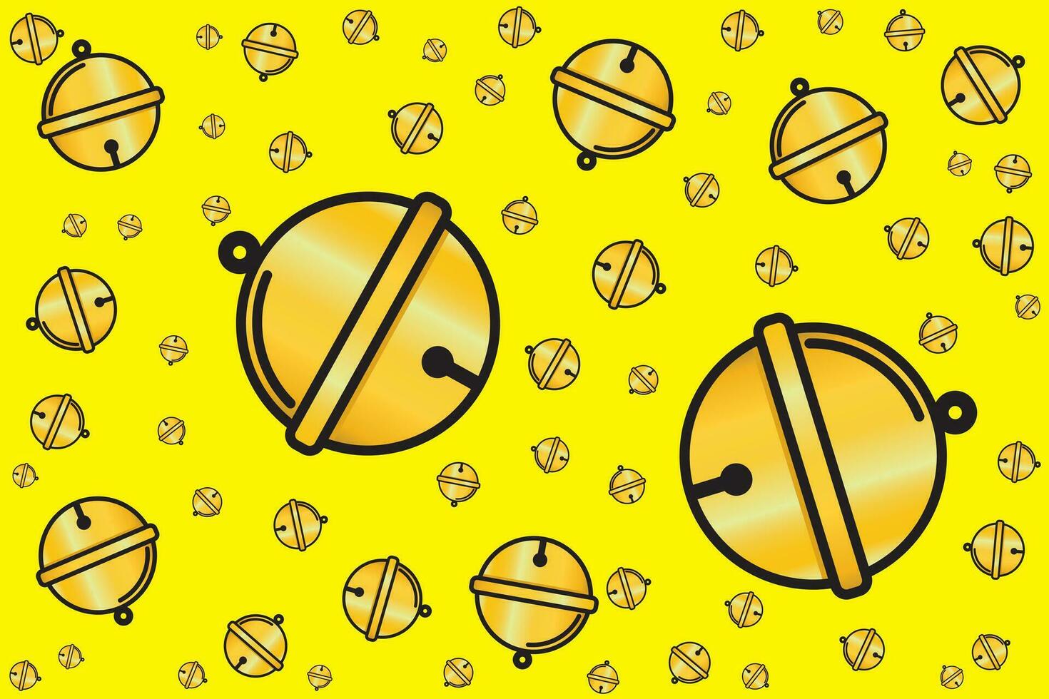 Illustration, Pattern of small bell on yellow background. vector