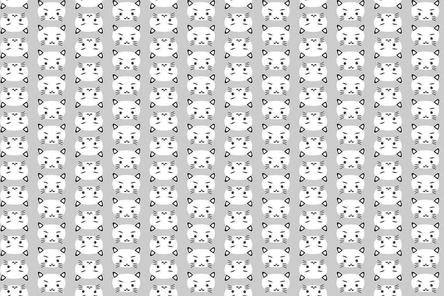 illustration the head of white cat pattern on grey background. vector