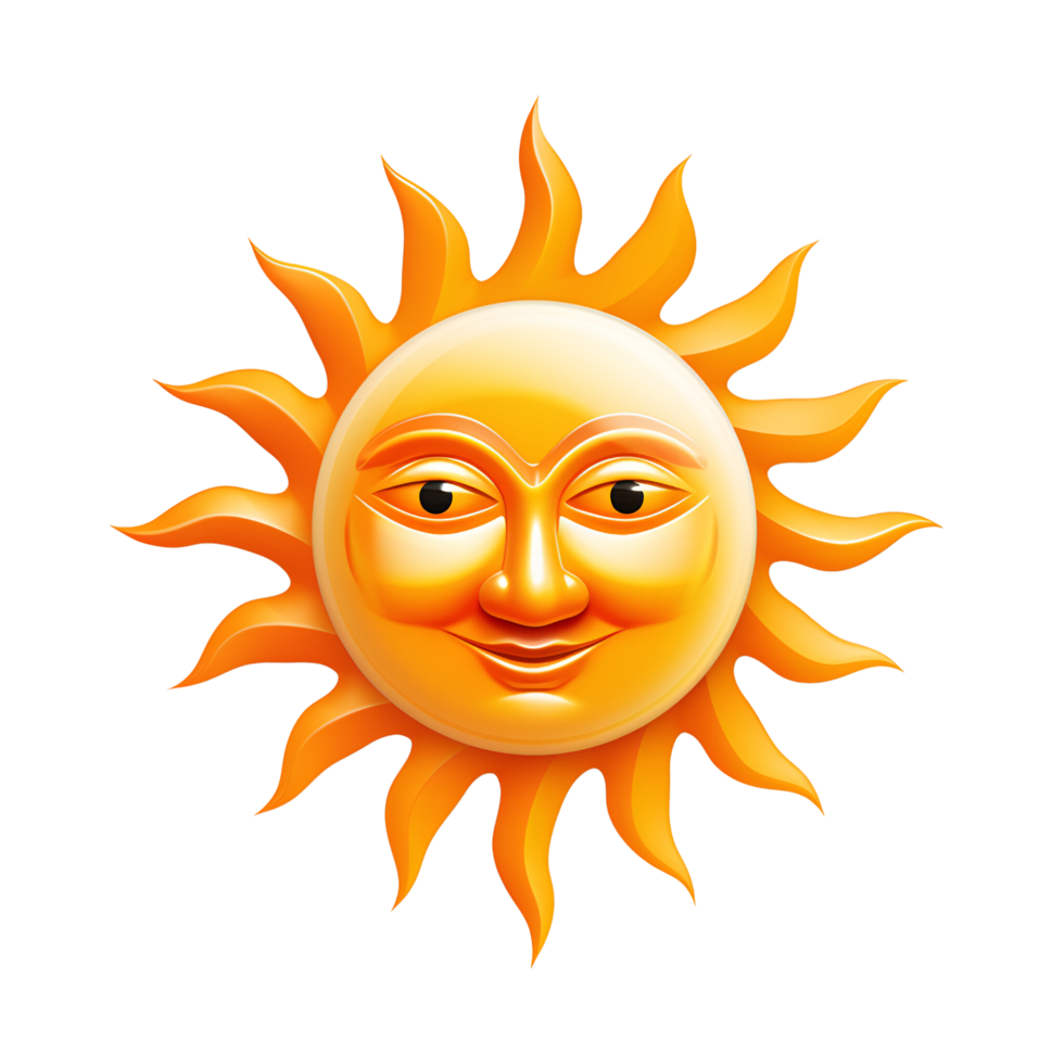 AI generated The Sun Artistic Style Illustration Cartoon Sun Logo No Background Perfect for Print on Demand Merchandise png