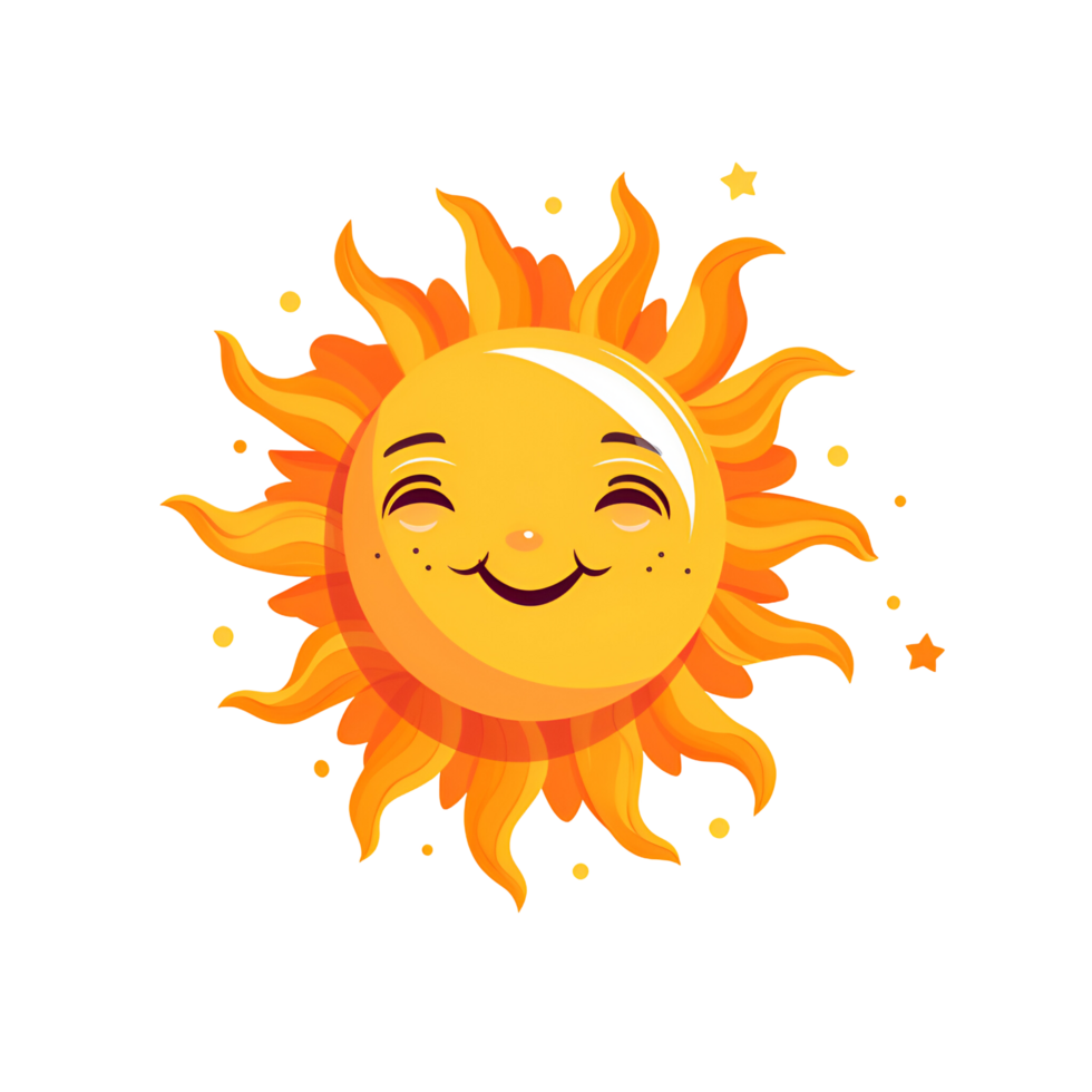 AI generated The Sun Artistic Style Illustration Cartoon Sun Logo No Background Perfect for Print on Demand Merchandise png