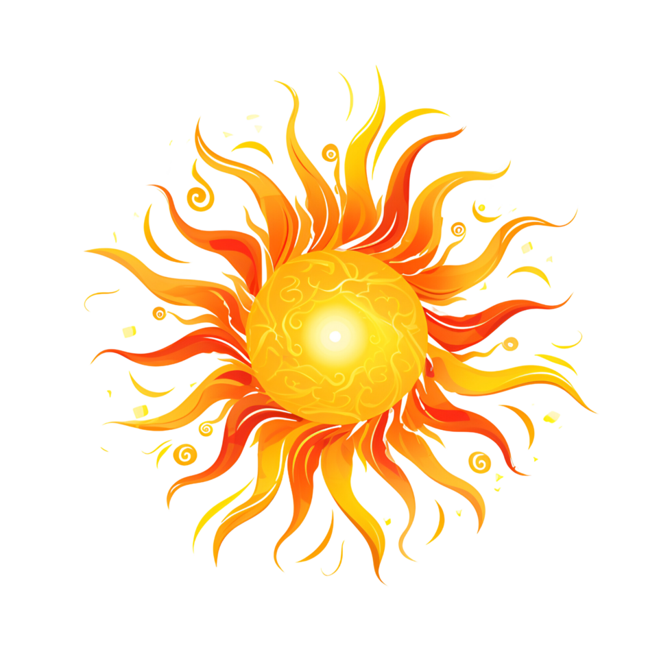 AI generated The Sun Artistic Style Illustration Cartoon Sun Logo No Background Perfect for Print on Demand Merchandise png