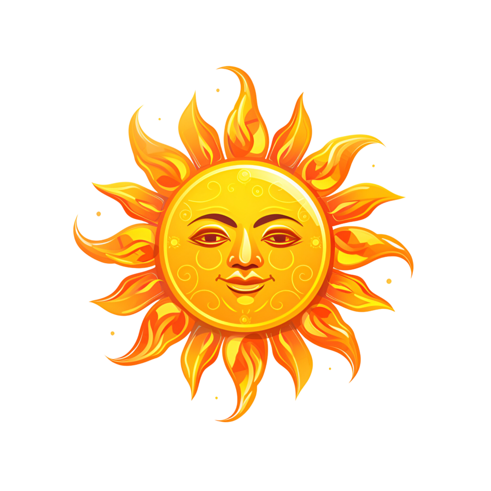 AI generated The Sun Artistic Style Illustration Cartoon Sun Logo No Background Perfect for Print on Demand Merchandise png