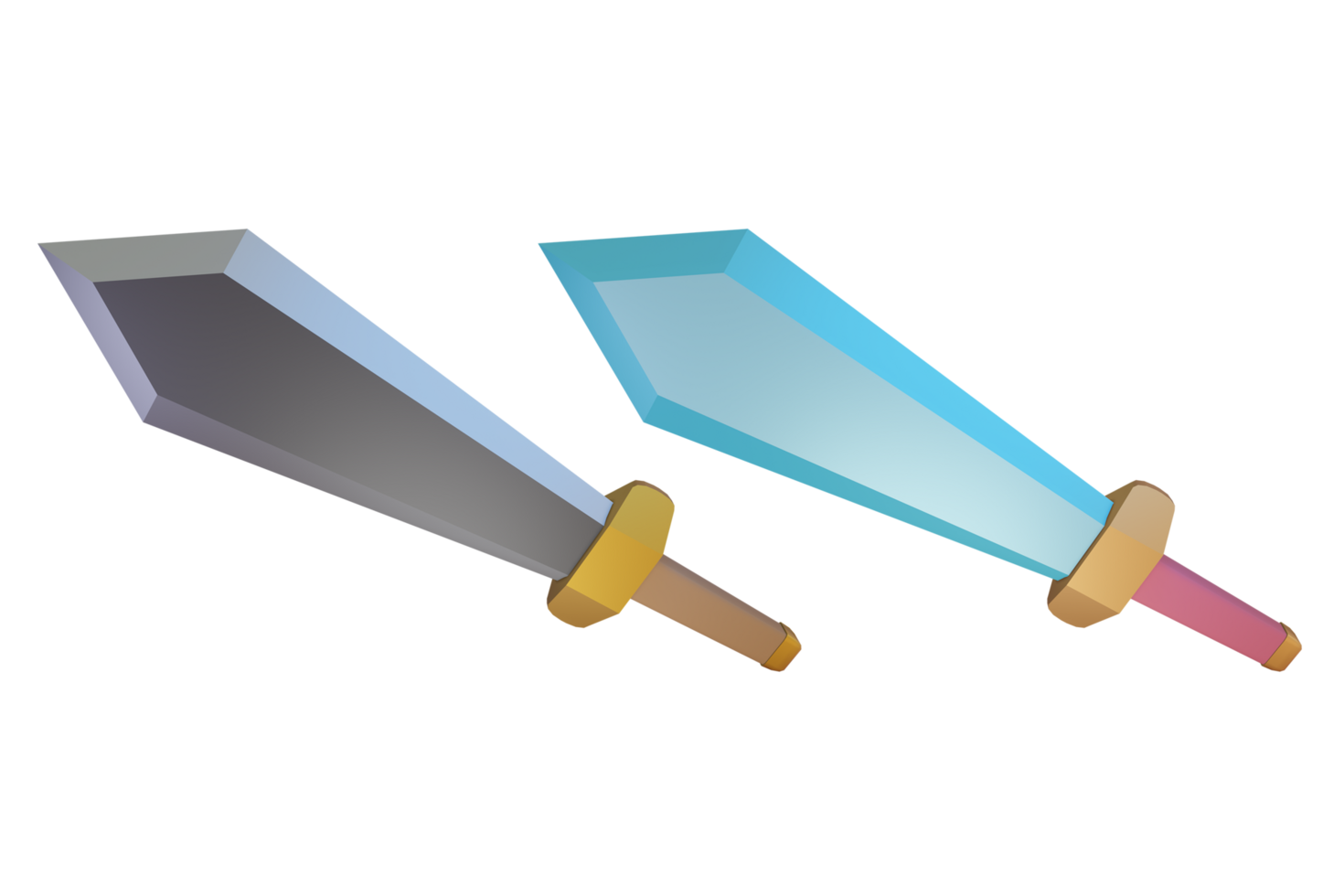 3D render of a cartoon sword png