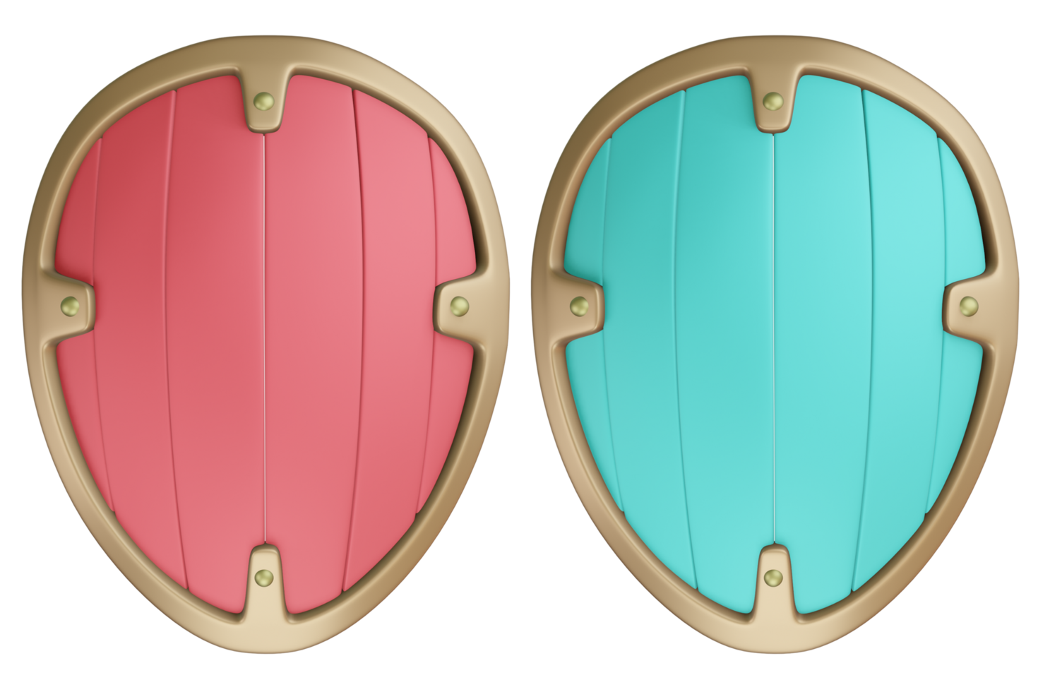 3D render of a warrior shield in red and blue png