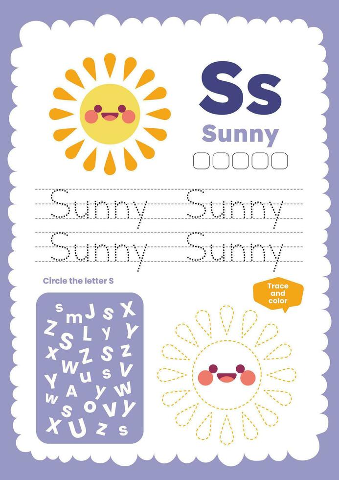 flat design vector weather flashcard worksheet printable for kids activity