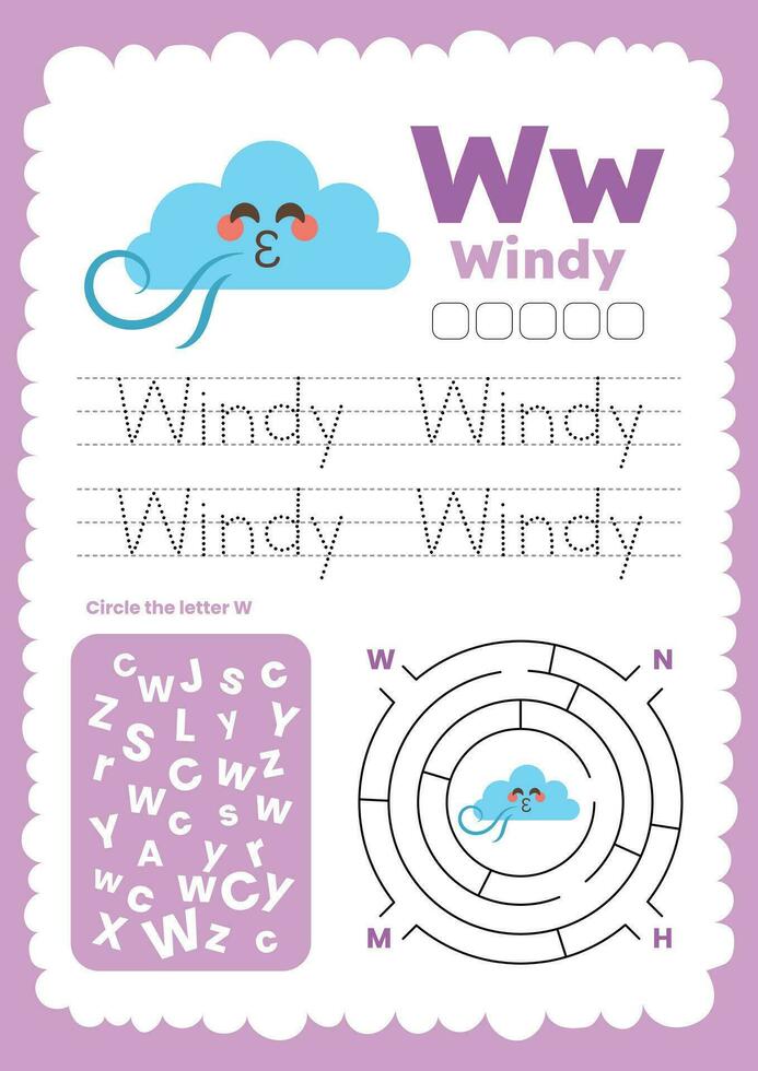 flat design vector weather flashcard worksheet printable for kids activity