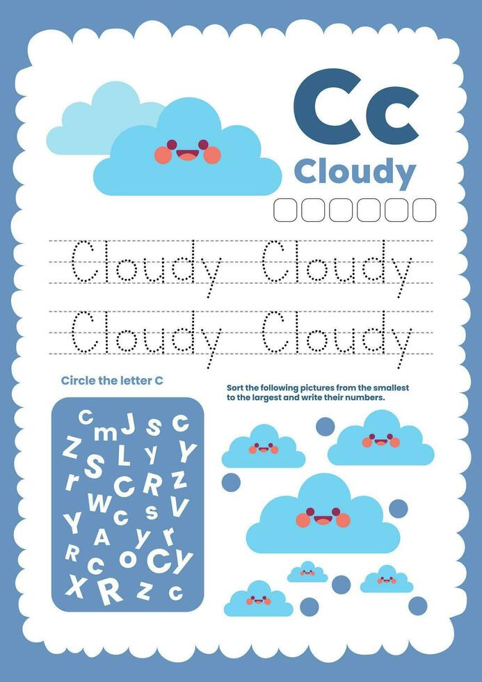 flat design vector weather flashcard worksheet printable for kids activity