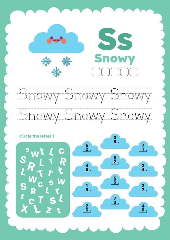 flat design vector weather flashcard worksheet printable for kids activity