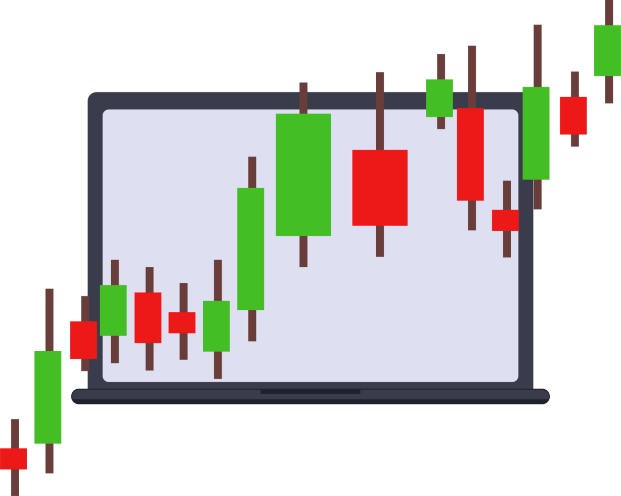 stock marknadsföra Graf Diagram i en bärbar dator skärm png