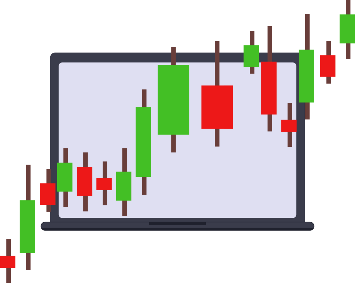 stock market graph chart in a laptop screen png