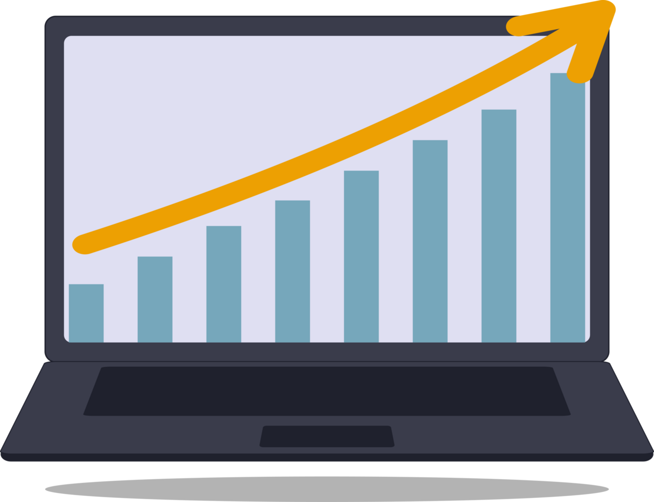 growth graph chart on a laptop screen. business analysis concept and finance png
