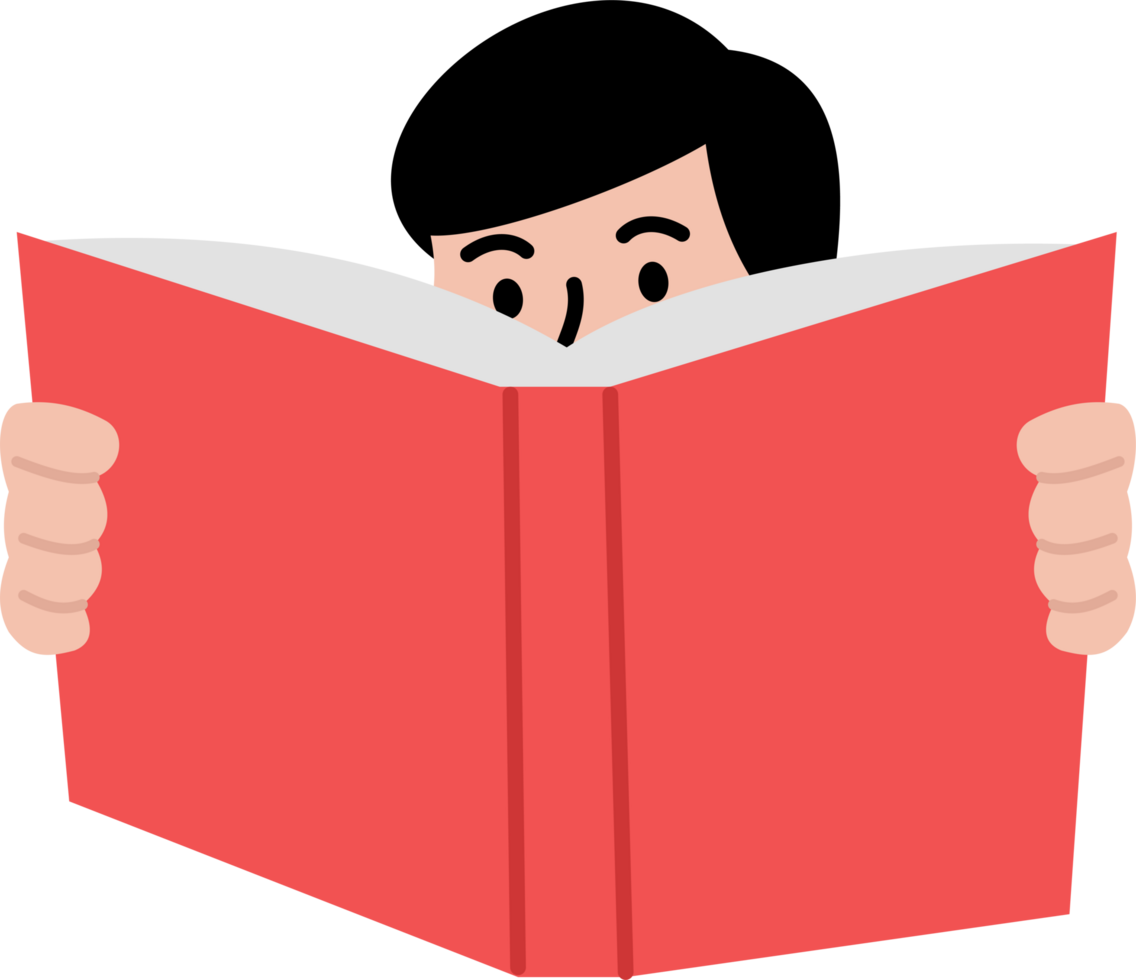 flat design cartoon character a boy read a book png