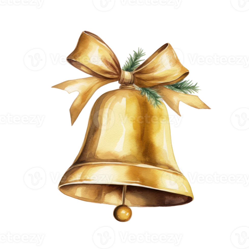 AI generated Christmas golden bell png