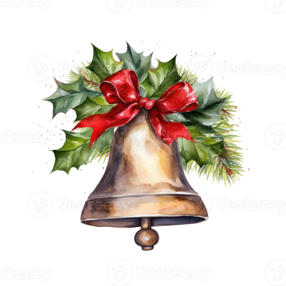 AI generated Christmas golden bell png