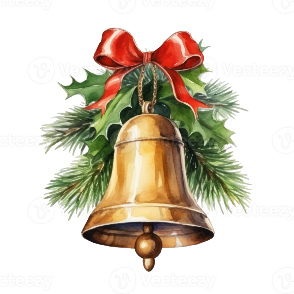 AI generated Christmas golden bell png