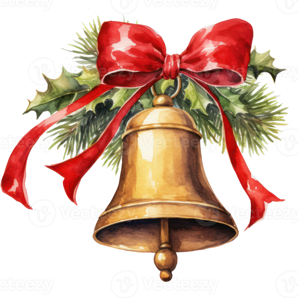 AI generated Christmas golden bell png