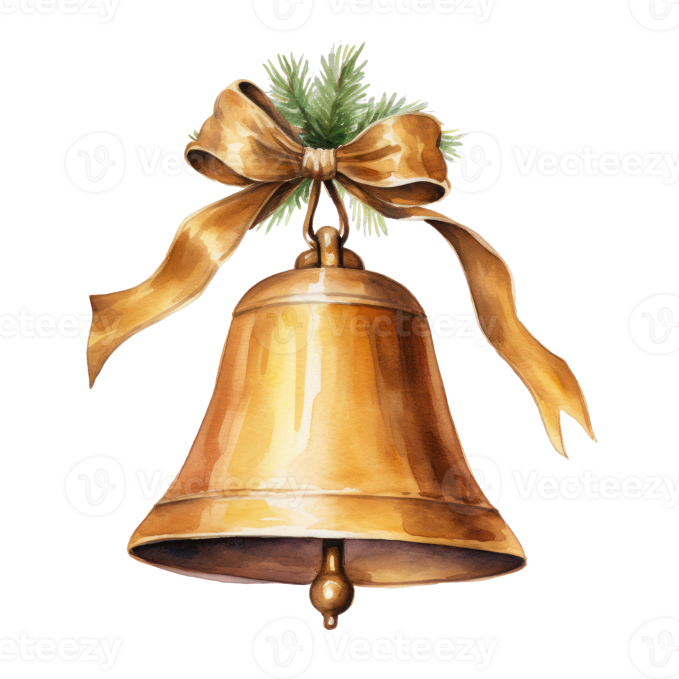 AI generated Christmas golden bell png