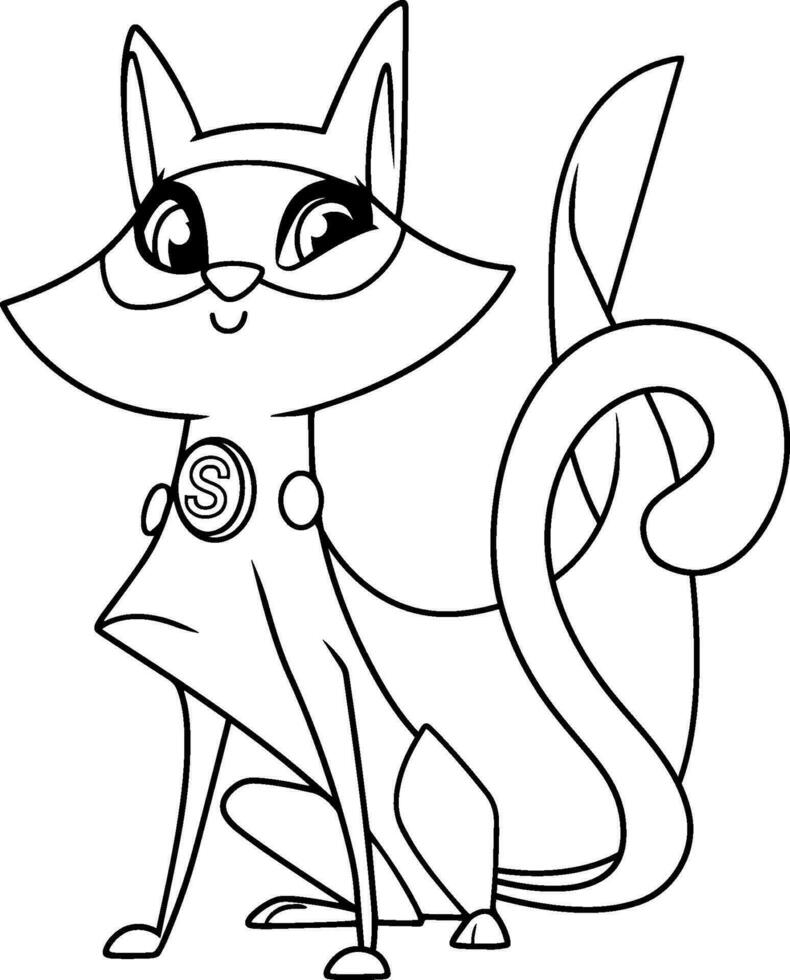 Super Cat Sitting Line Art vector