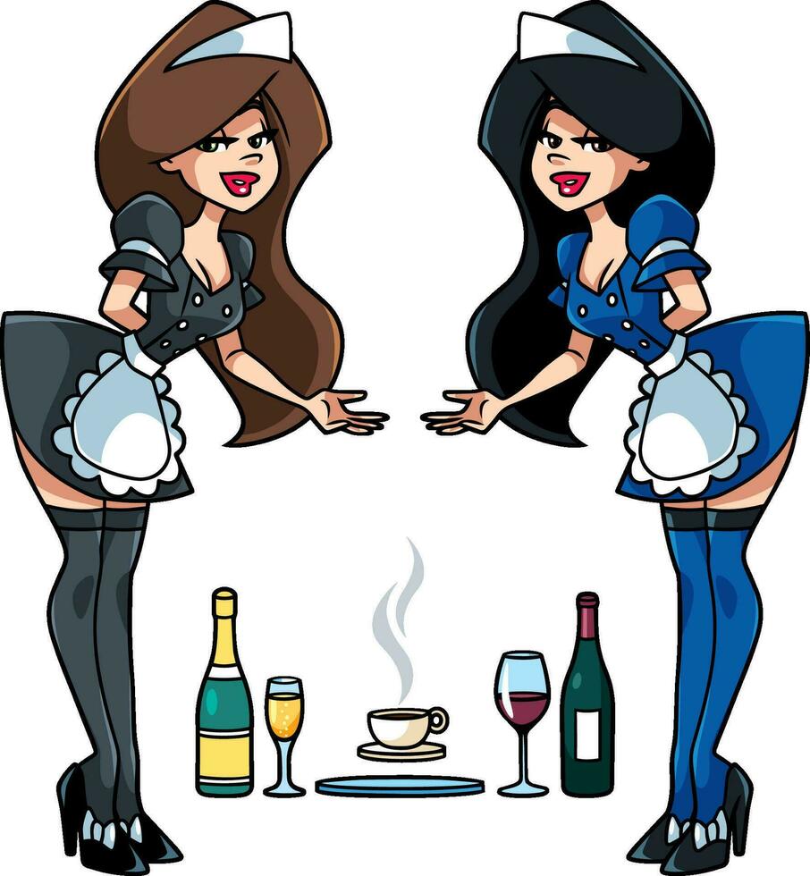 Maid Serving Drinks vector