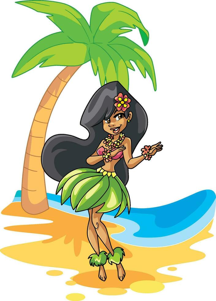 hula niña ilustración vector