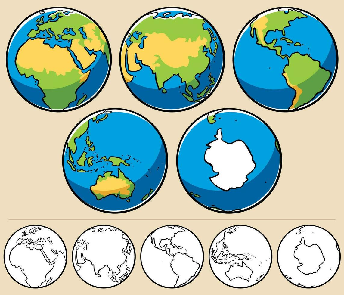 Earth Cartoon Set vector