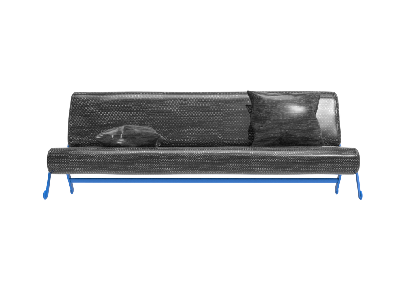 black and blue couch with a pillow on it png