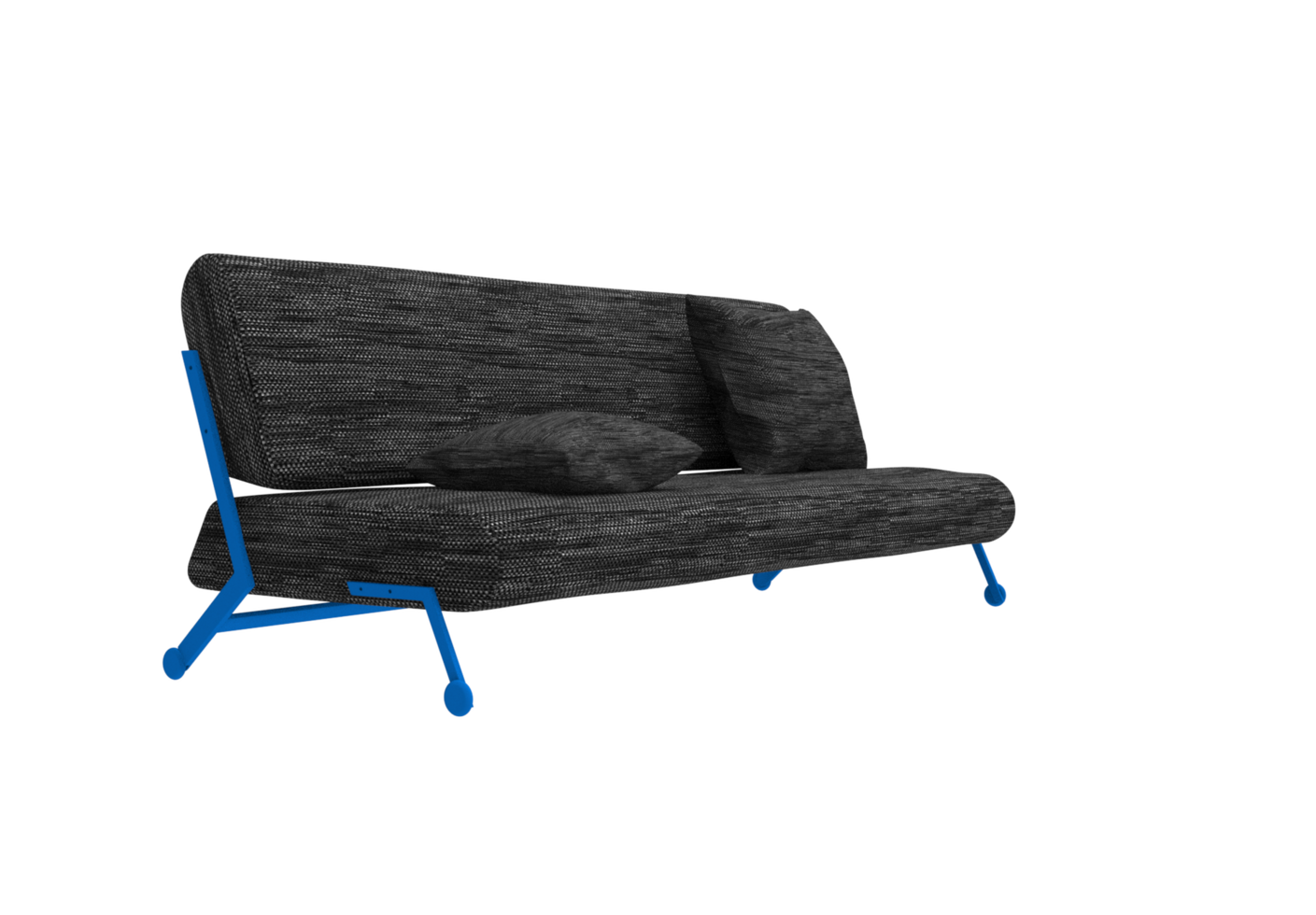 black and blue couch with a pillow on it png