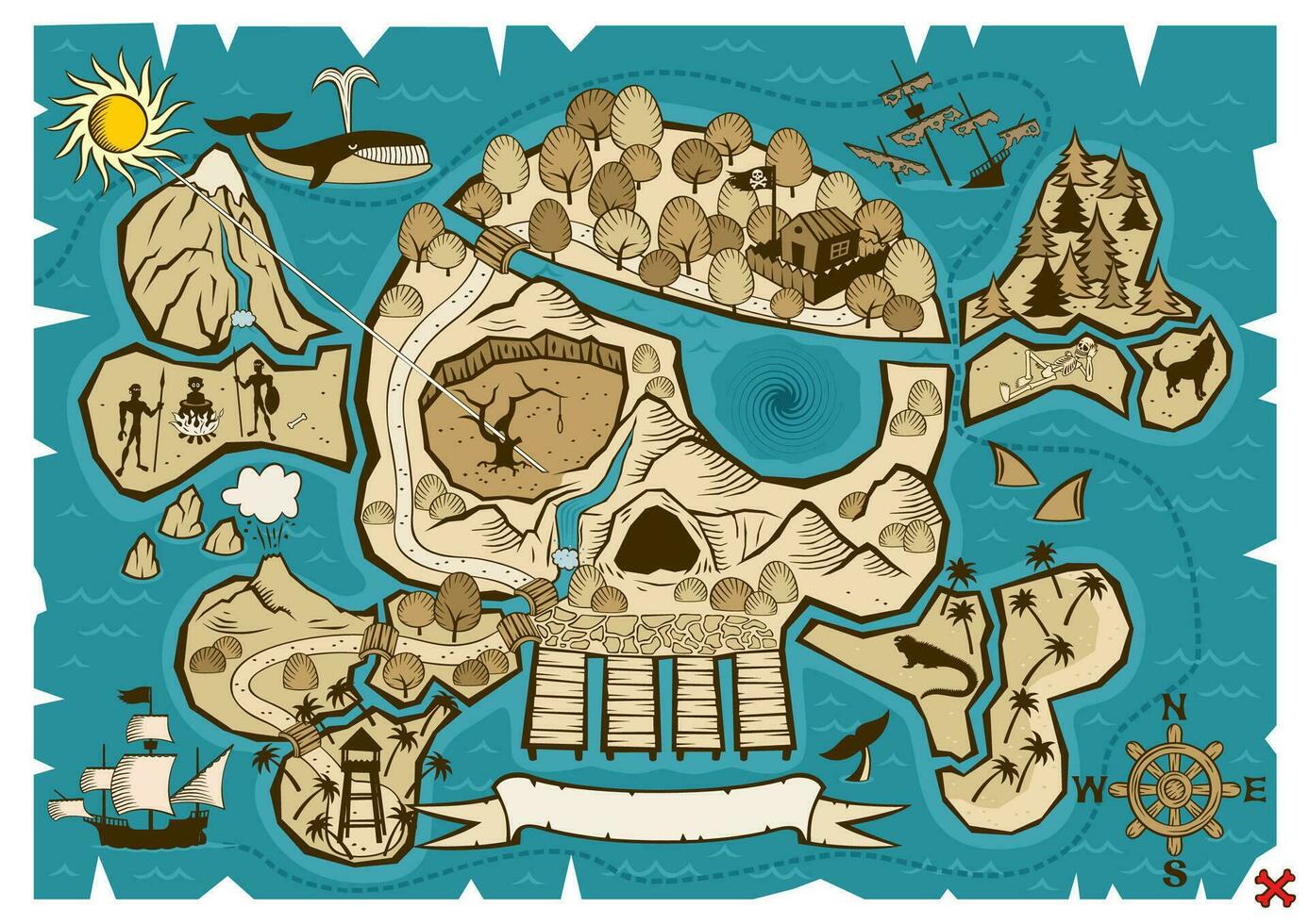 Treasure Map on White vector