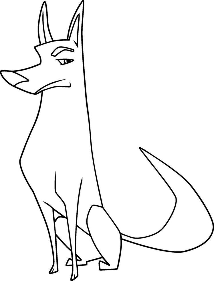 Dog Sitting Line Art vector
