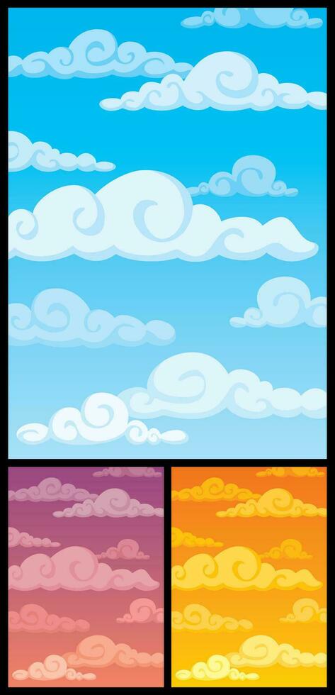 Cloudscape dibujos animados conjunto vector