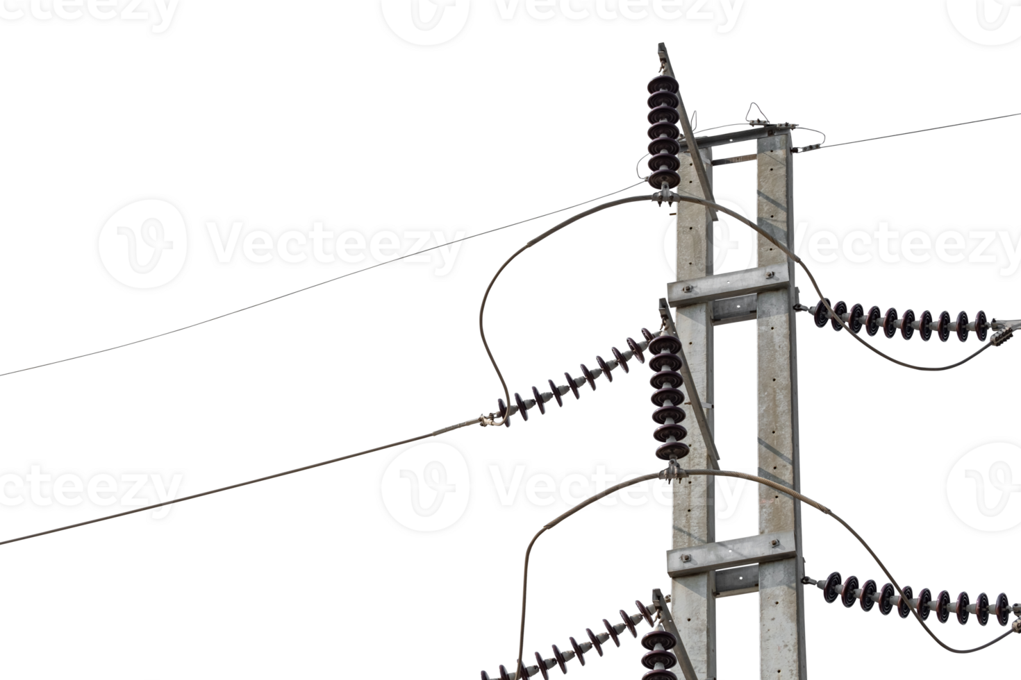 hög elektrisk Pol isolerat på transparent bakgrund. betong kraft rader, elektrisk kraft överföring. verktyg Pol elektricitet begrepp. hög Spänning torn ledningar, kopia Plats png