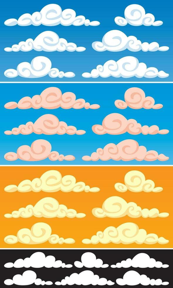 nubes dibujos animados conjunto vector