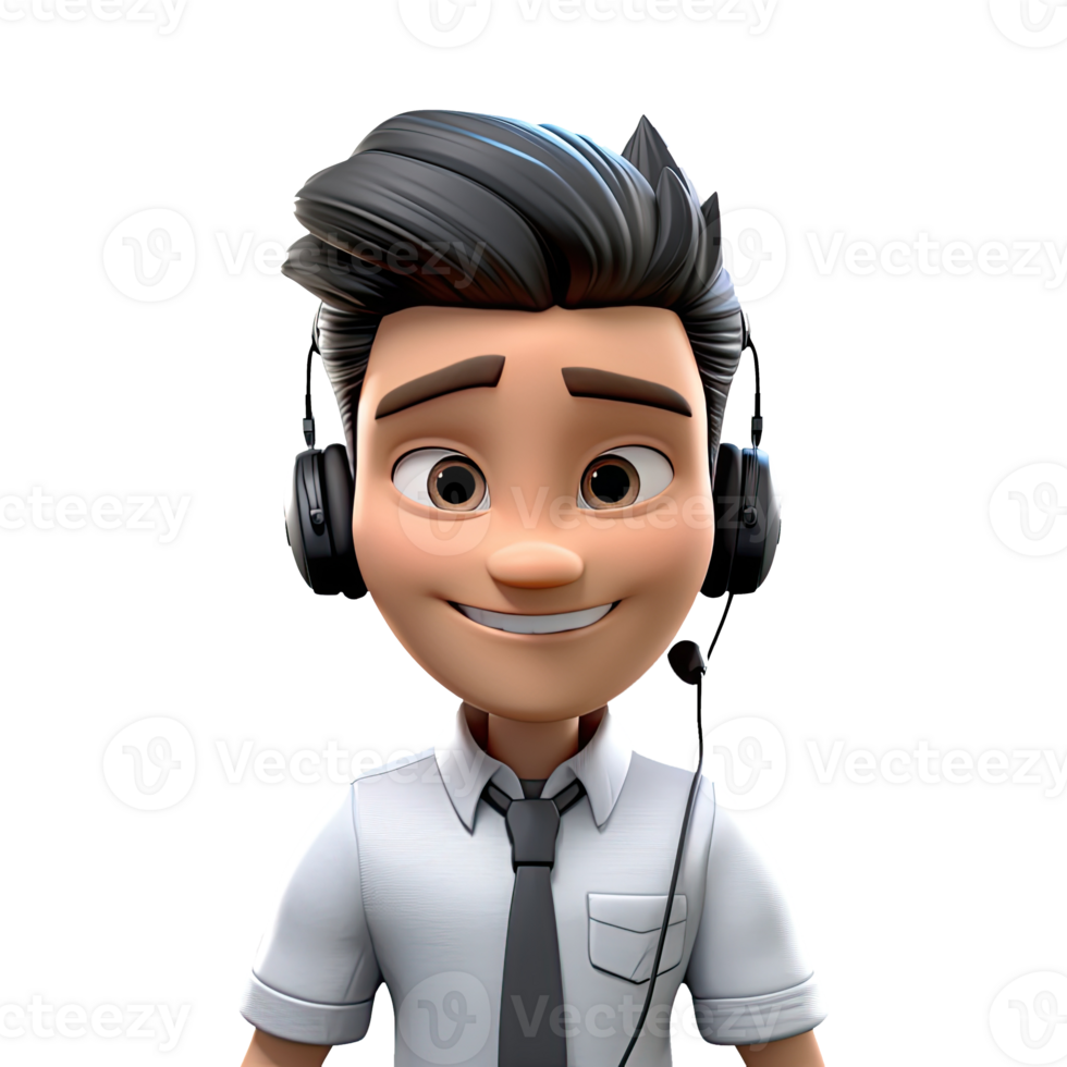 AI generated 3D Cute cartoon call center character png