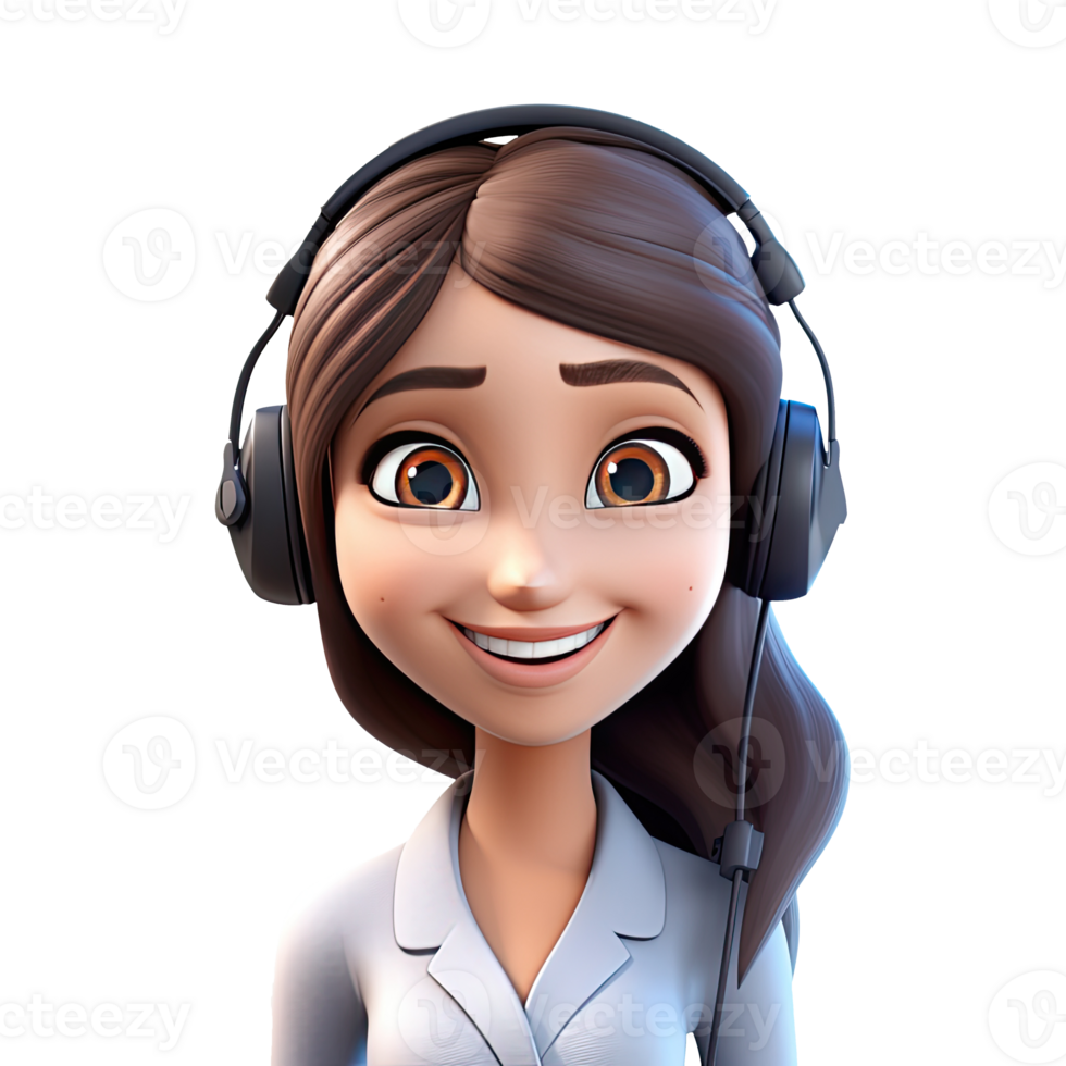 AI generated 3D Cute cartoon call center character png