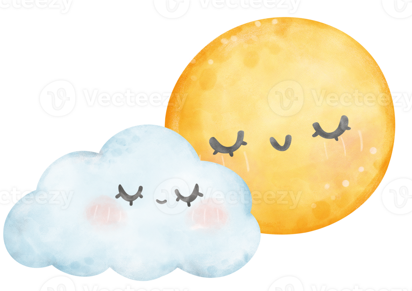 cloud and moon watercolor png