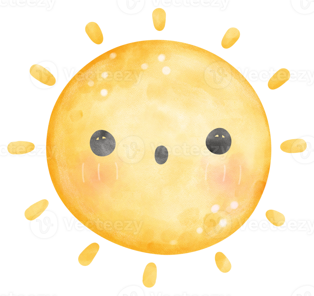 Cute sun watercolor png