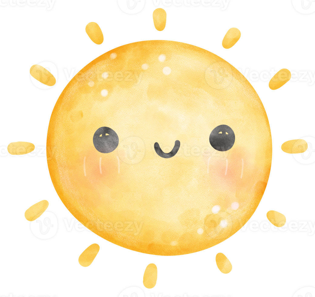 Cute sun watercolor png