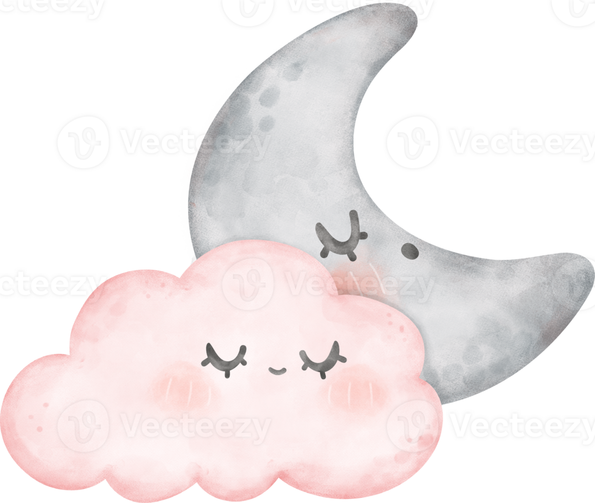 cloud and moon watercolor png