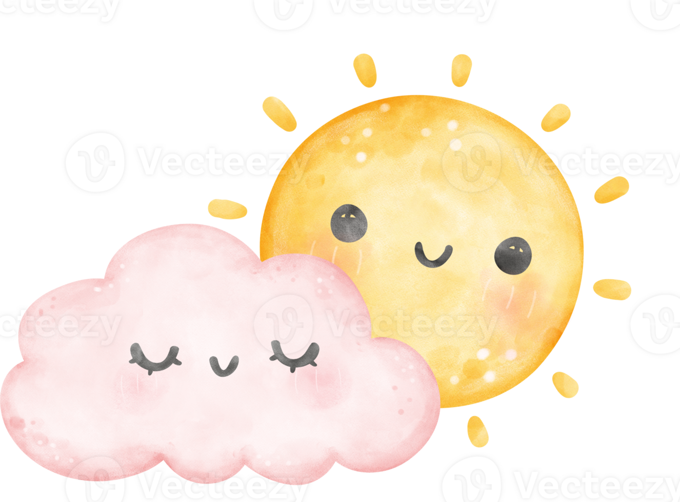 Cloud and sun watercolor png