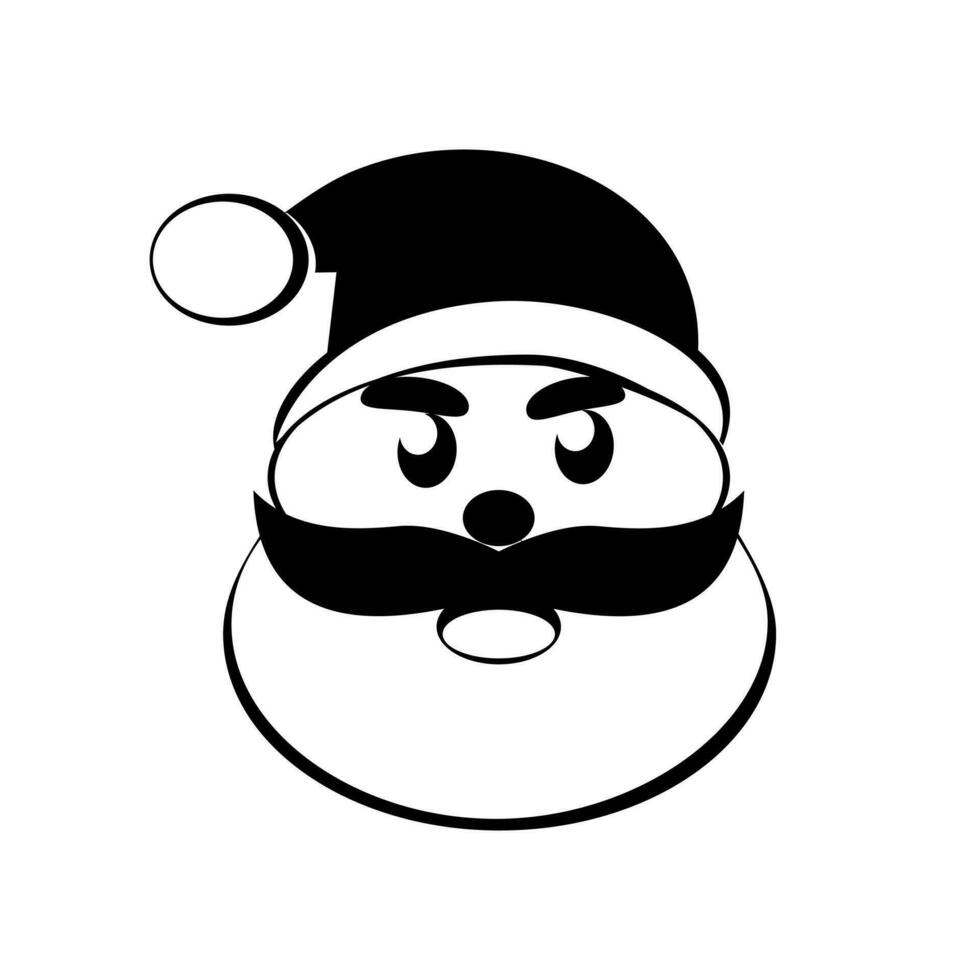 silhouette Santa claus head illustration Spirit of christmas Cartoon with shape Isolated on white background vector