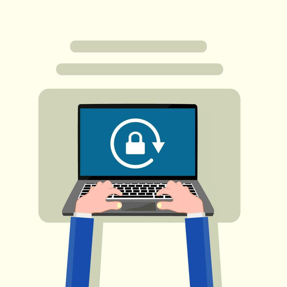 Lock on laptop screen. Digital data protect or secure concept.notebook and lock. vector illustration eps