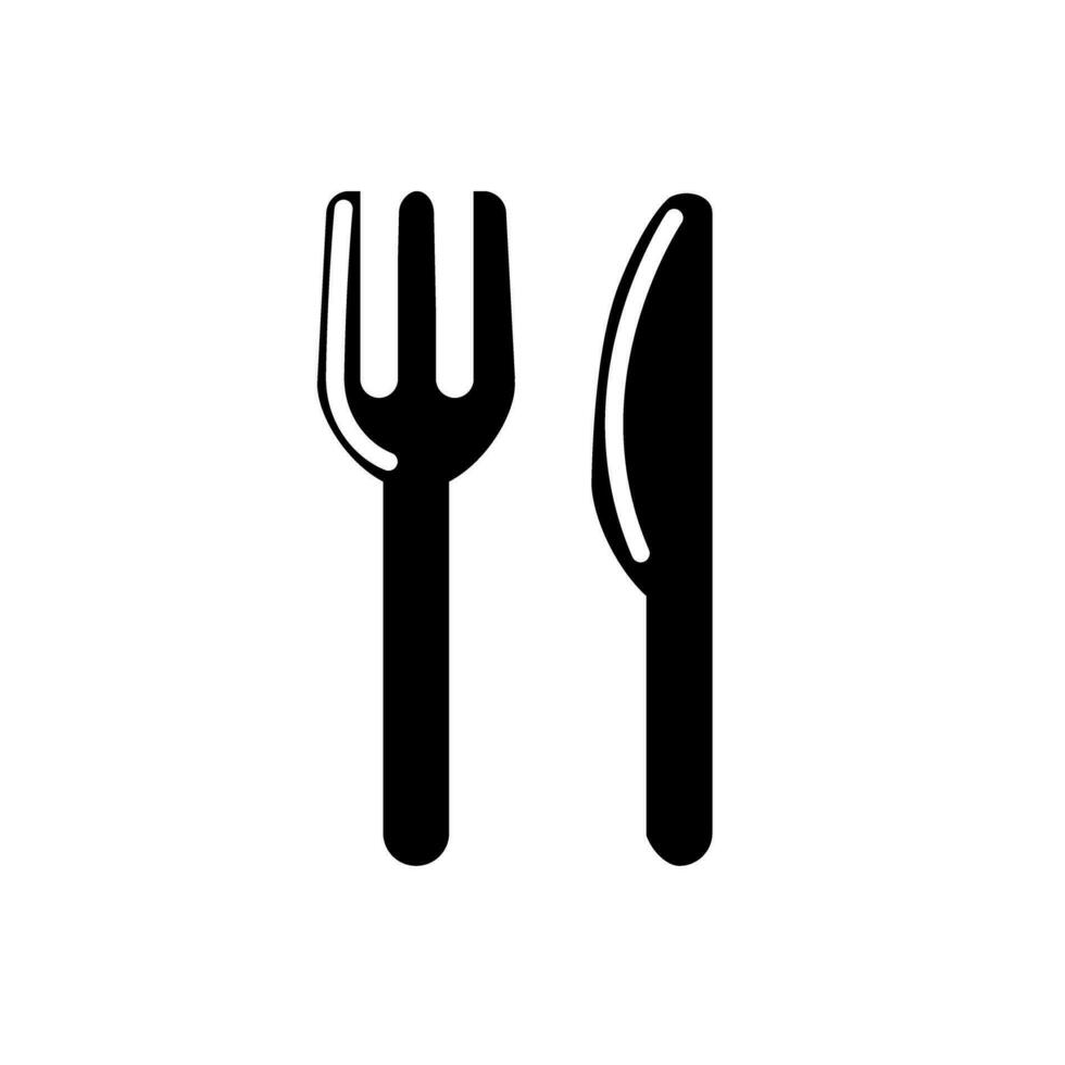 tenedor y cuchara icono.comida icono plano símbolo.silueta estilo vector