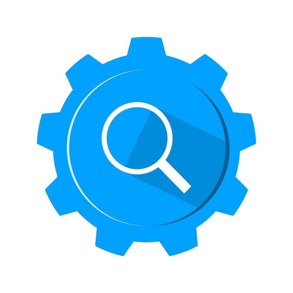 Magnifying glass or search zoom loupe icon and gear icon. for your web site design, logo, app, UI. Vector illustration