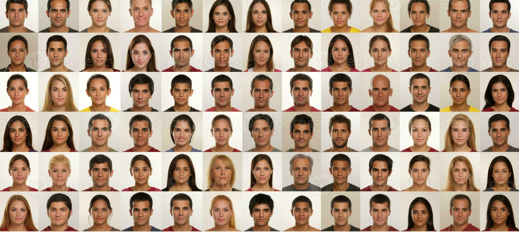 AI generated High res passport style portraits of diverse ethnicities, highlighting unique facial features photo