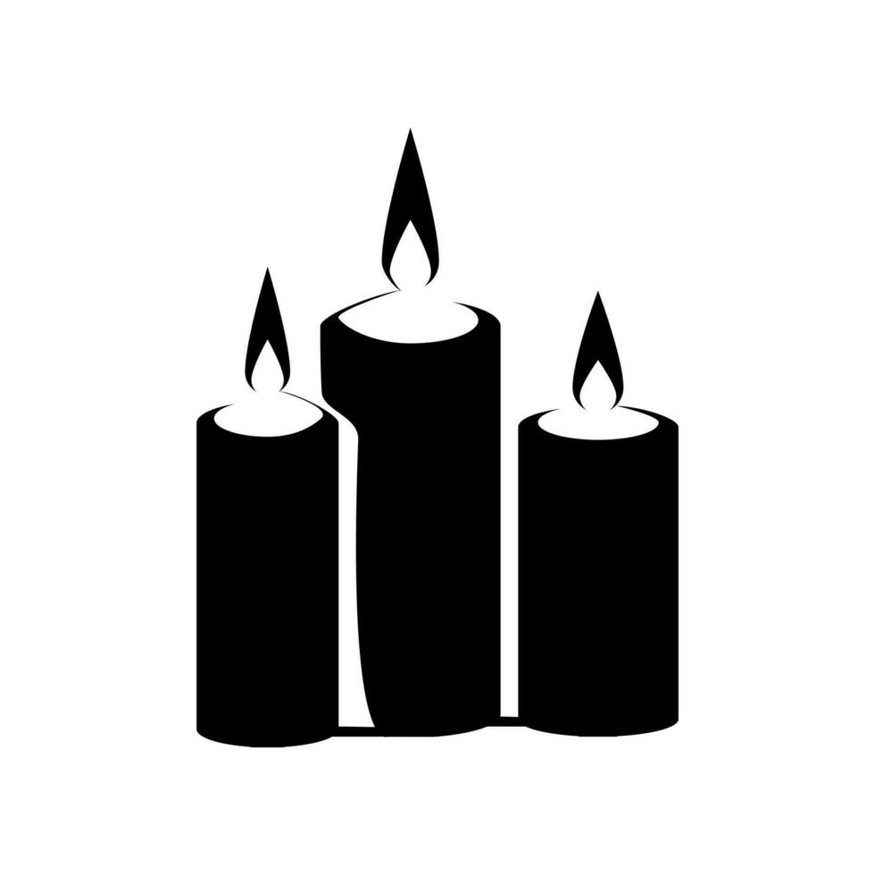 Candles silhouettes on the white background. Candle icon. Candle logo. vector illustration