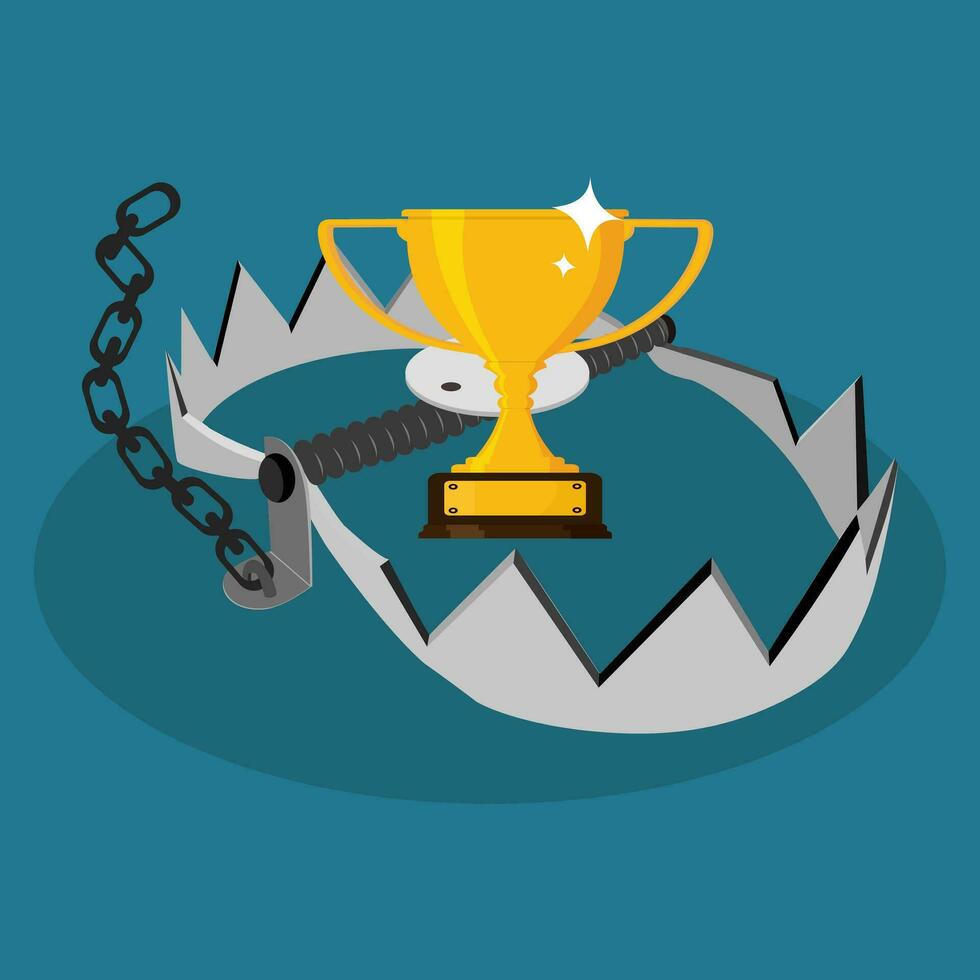 Trophies and traps. Rewarding concepts. Deception. vector illustration