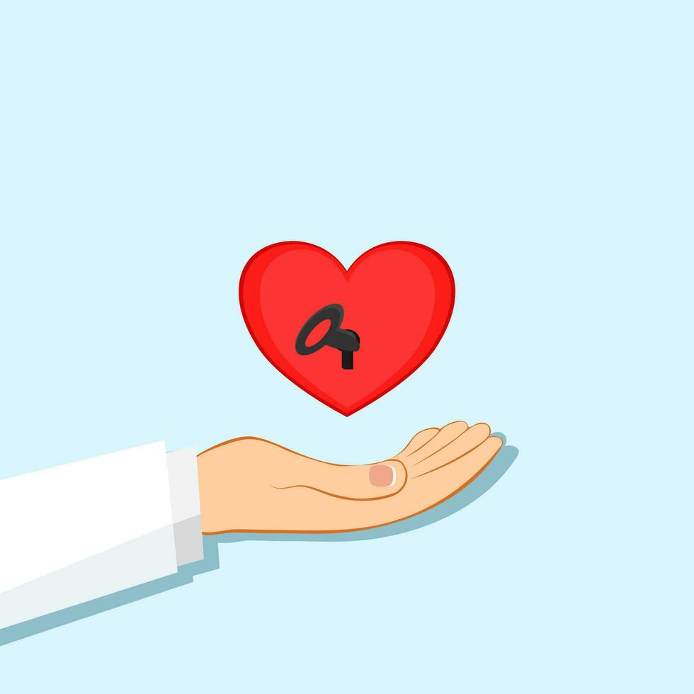 Heart in hand symbol.for health. isolated on light blue background.vector illustration vector